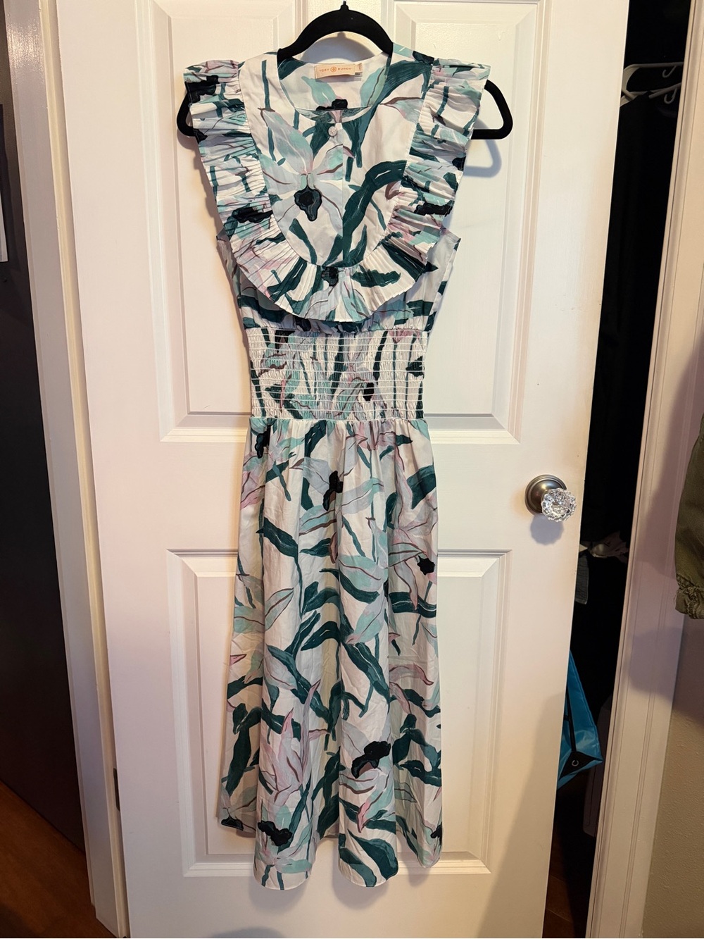 Tory Burch floral ruffle bib dress